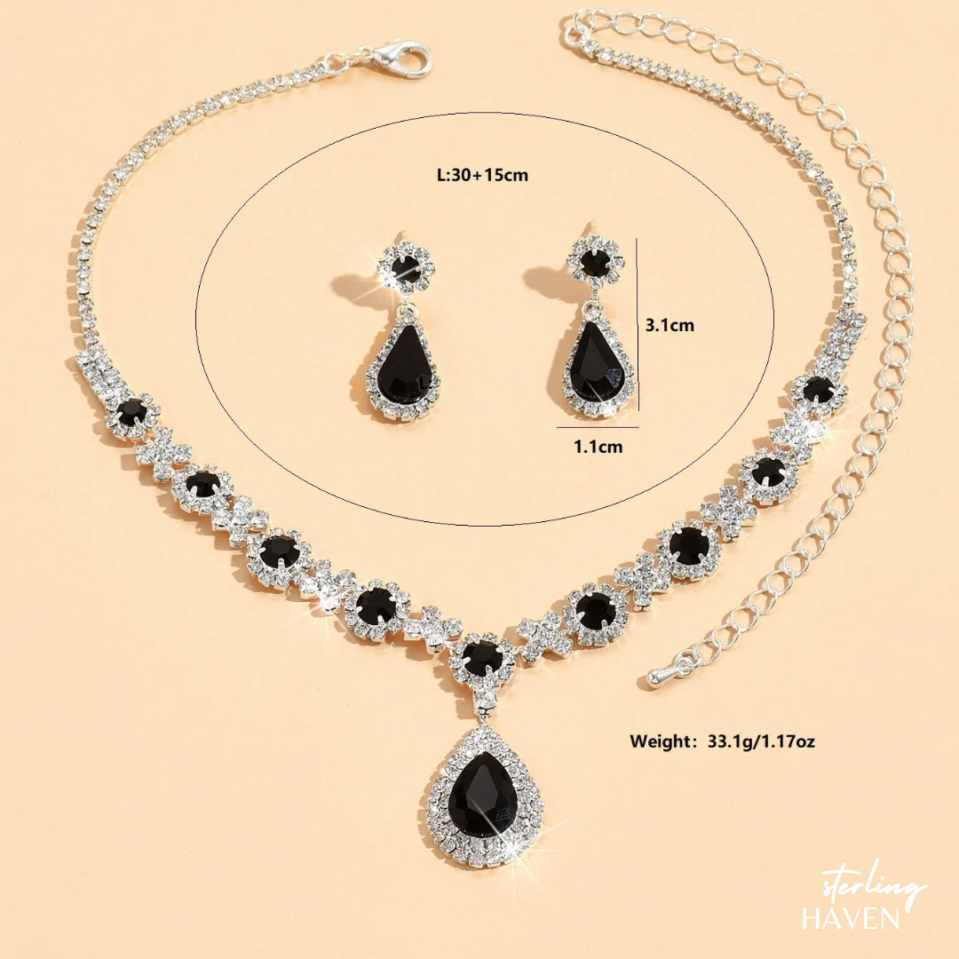 Elegant Crystal Teardrop Necklace & Earrings Set – Wedding Bridal Jewelry | Sterling Haven