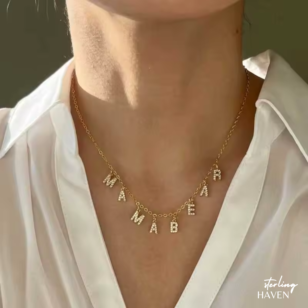 Personalized Name Necklace – Custom Zircon Capital Letter Stainless Steel Choker | Sterling Haven
