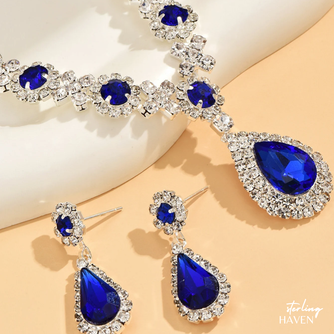 Elegant Crystal Teardrop Necklace & Earrings Set – Wedding Bridal Jewelry | Sterling Haven